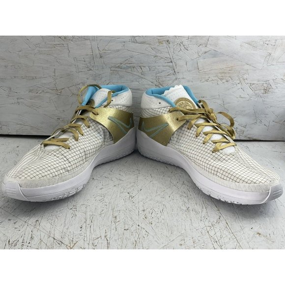 Nike Zoom KD 13 EYBL Men’s Size 18 White Gold Aqua Basketball Shoes DA0895-102 main image 4